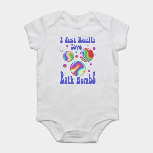 I Just Really Love Bath Bombs Retro Vintage 60’ & 70’s Baby Bodysuit by creative